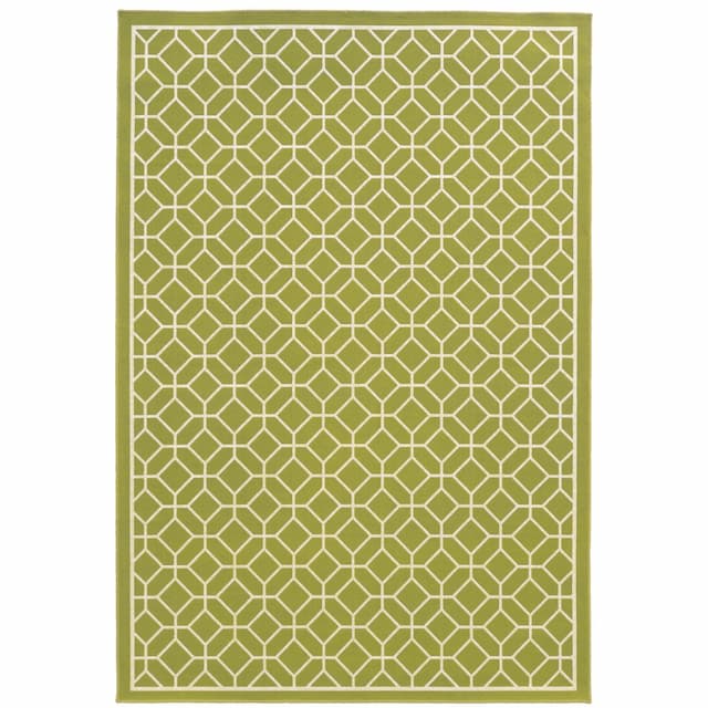 Riviera 4771B Pea Green/ Ivory Indoor/Outdoor Area Rug - 2'5" x 4'5"