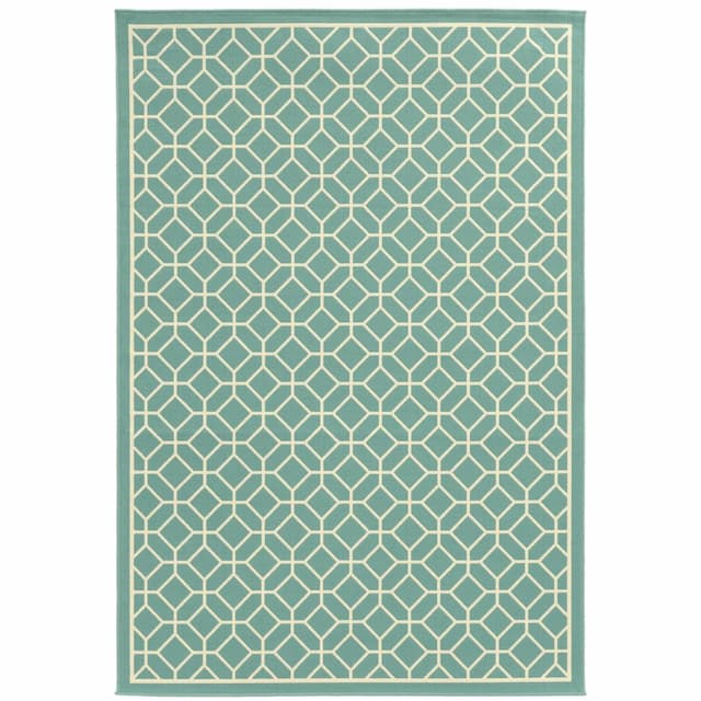 Riviera 4771E Blue/ Ivory Indoor/Outdoor Area Rug - 5'3" x 7'6"