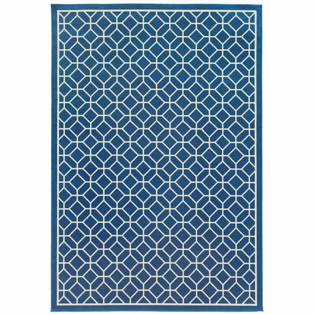 Riviera 4771G Blue/ Ivory Indoor/Outdoor Area Rug - 1'9" x 3'9"