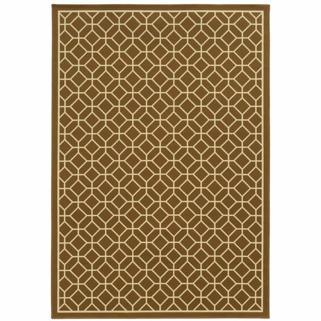 Riviera 4771L Brown/ Ivory Indoor/Outdoor Area Rug - 8'6" x 13'