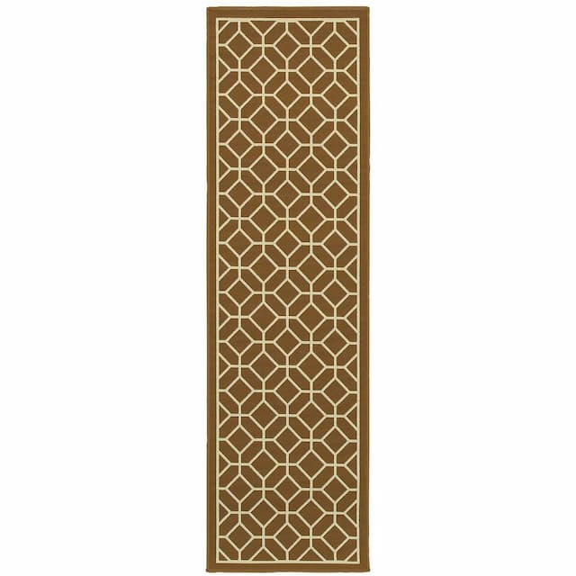 Riviera 4771L Brown/ Ivory Indoor/Outdoor Area Rug - 2'3" x 7'6"