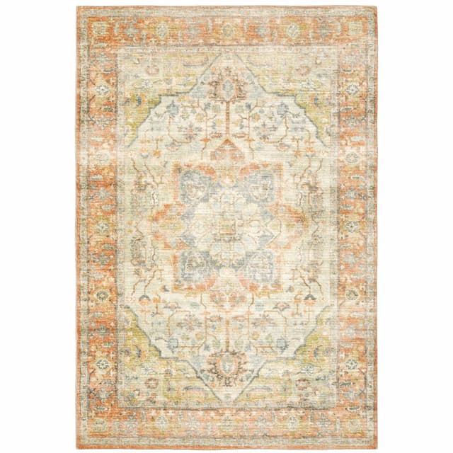 Savoy 28101 Orange/ Silver Indoor Area Rug - 7'8" x 10'