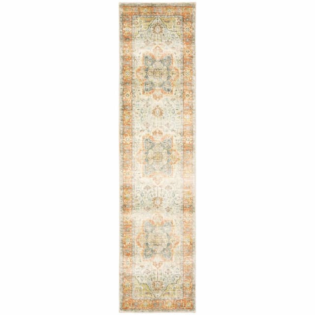 Savoy 28101 Orange/ Silver Indoor Area Rug - 2' x 8'