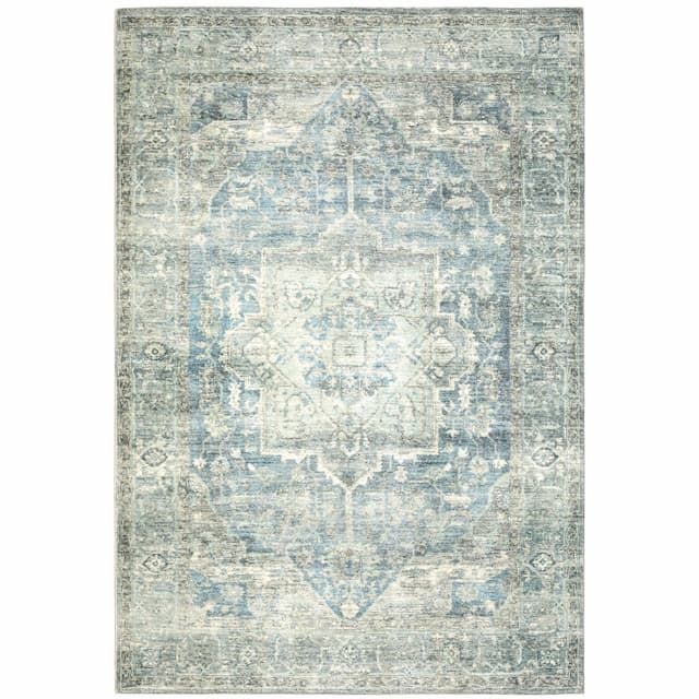 Savoy 28102 Grey/ Blue Indoor Area Rug - 5'3" x 7'3"