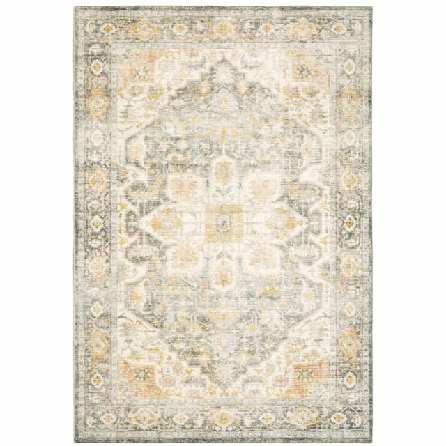 Savoy 28103 Grey/ Gold Indoor Area Rug - 5'3" x 7'3"