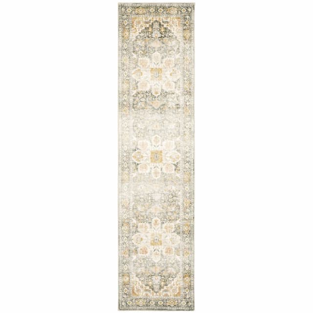 Savoy 28103 Grey/ Gold Indoor Area Rug - 2' x 8'