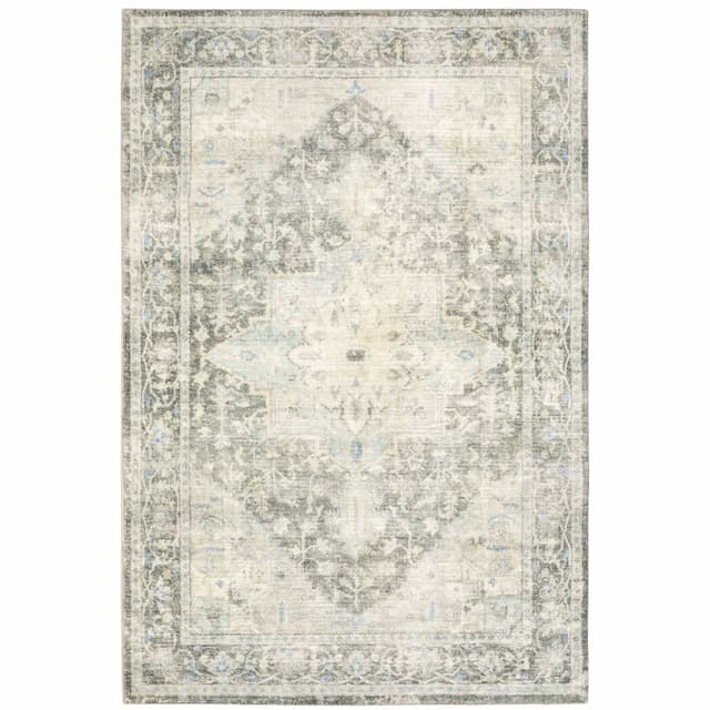 Savoy 28104 Grey/ Ivory Indoor Area Rug - 5'3" x 7'3"