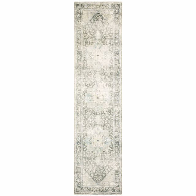 Savoy 28104 Grey/ Ivory Indoor Area Rug - 2' x 8'