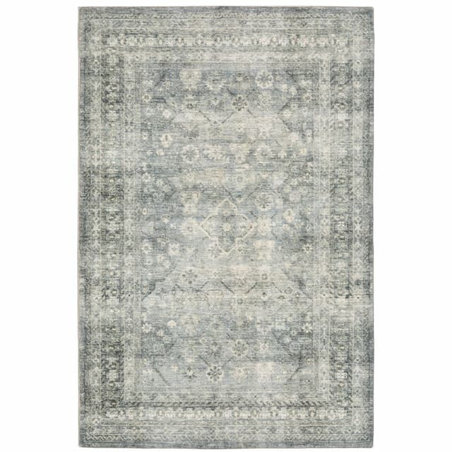 Savoy 28106 Blue/ Ivory Indoor Area Rug - 5'3" x 7'3"