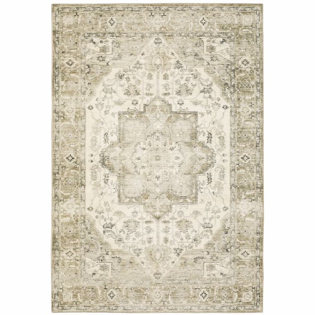 Savoy 28108 Tan/ Ivory Indoor Area Rug - 5'3" x 7'3"