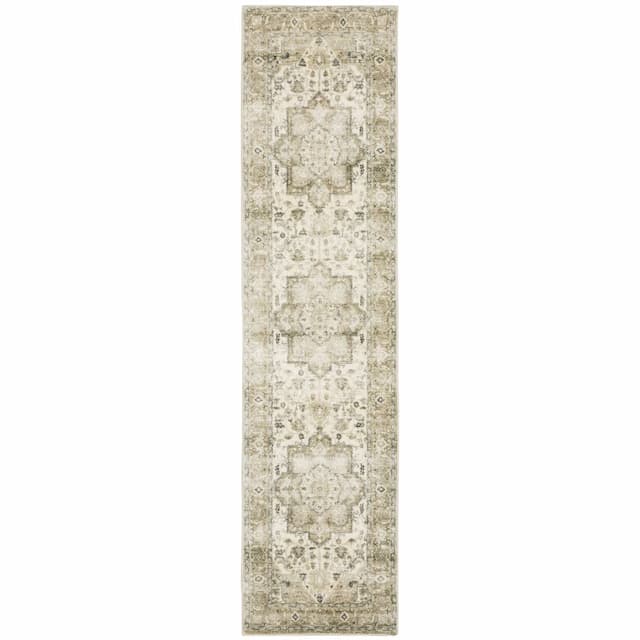 Savoy 28108 Tan/ Ivory Indoor Area Rug - 2' x 8'