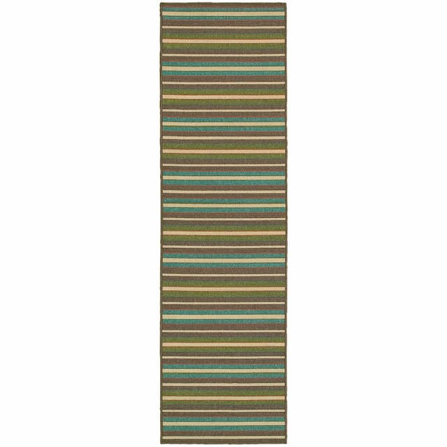 Seaside 1307D Brown/ Multi Indoor/Outdoor Area Rug - 2'3" x 7'6"