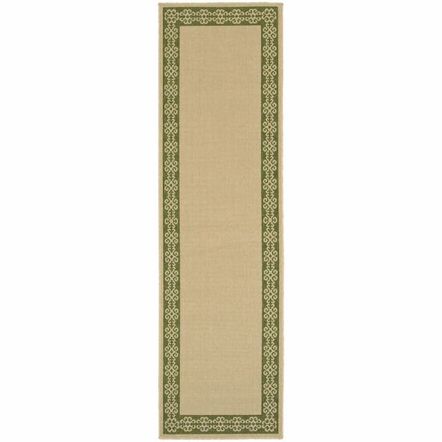 Seaside 7127F Beige/ Green Indoor/Outdoor Area Rug - 2'3" x 7'6"