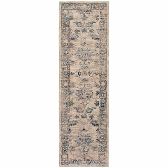 Sedona 5171C Ivory/ Blue Indoor Area Rug - 2'3" x 7'6"