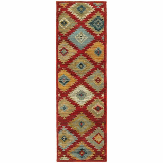 Sedona 5936D Red/ Multi Indoor Area Rug - 2'3" x 7'6"