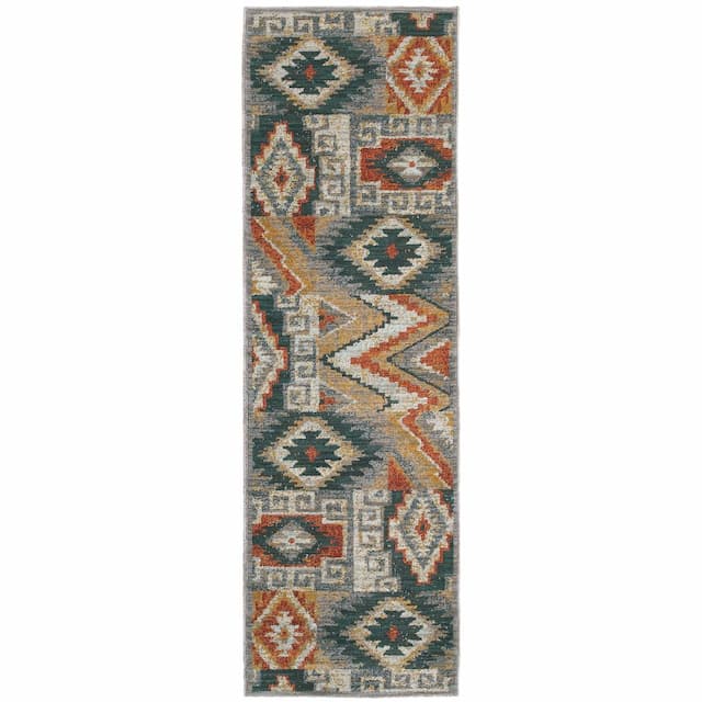 Sedona 5937D Blue/ Multi Indoor Area Rug - 2'3" x 7'6"