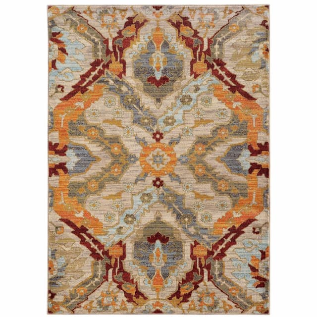 Sedona 6357A Beige/ Orange Indoor Area Rug - 1'10" x 3'