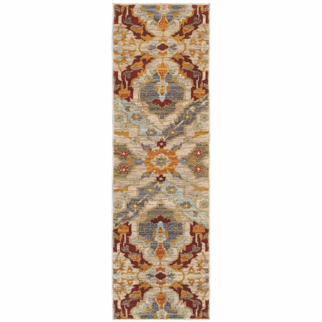 Sedona 6357A Beige/ Orange Indoor Area Rug - 2'3" x 7'6"