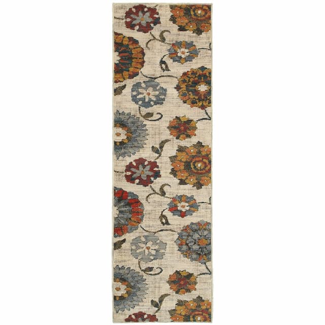 Sedona 6361A Ivory/ Multi Indoor Area Rug - 2'3" x 7'6"