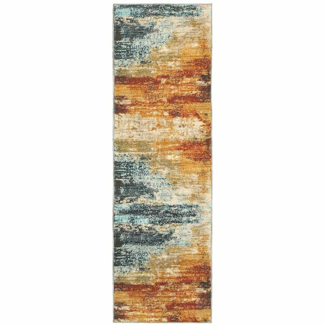 Sedona 6365A Blue/ Red Indoor Area Rug - 2'3" x 7'6"