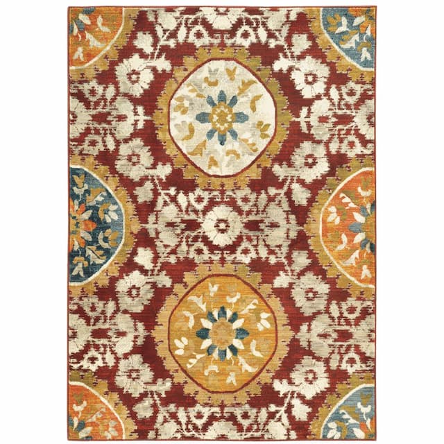 Sedona 6366A Red/ Gold Indoor Area Rug - 1'10" x 3'