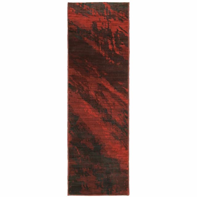 Sedona 6367B Red/ Grey Indoor Area Rug - 2'3" x 7'6"