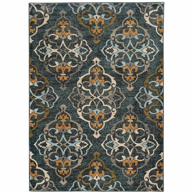 Sedona 6368B Blue/ Gold Indoor Area Rug - 9'10" x 12'10"