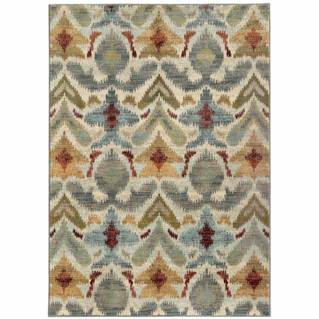 Sedona 6371C Ivory/ Grey Indoor Area Rug - 1'10" x 3'