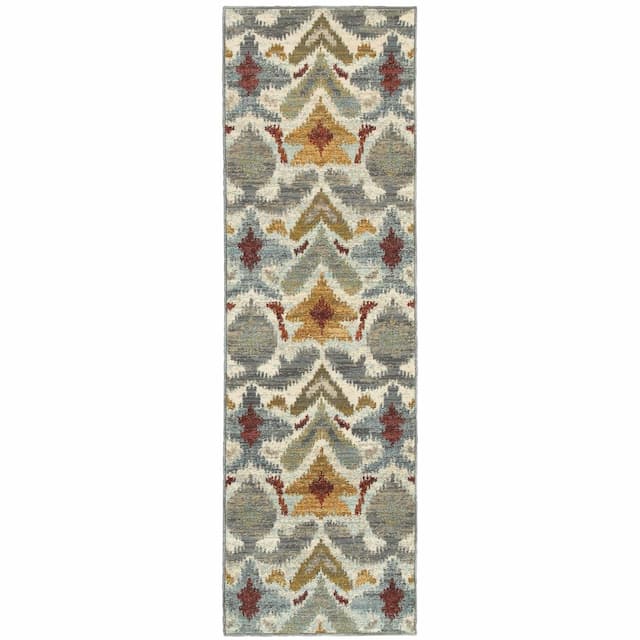 Sedona 6371C Ivory/ Grey Indoor Area Rug - 2'3" x 7'6"