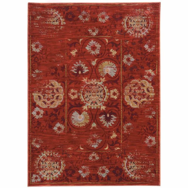 Sedona 6386E Red/ Gold Indoor Area Rug - 9'10" x 12'10"