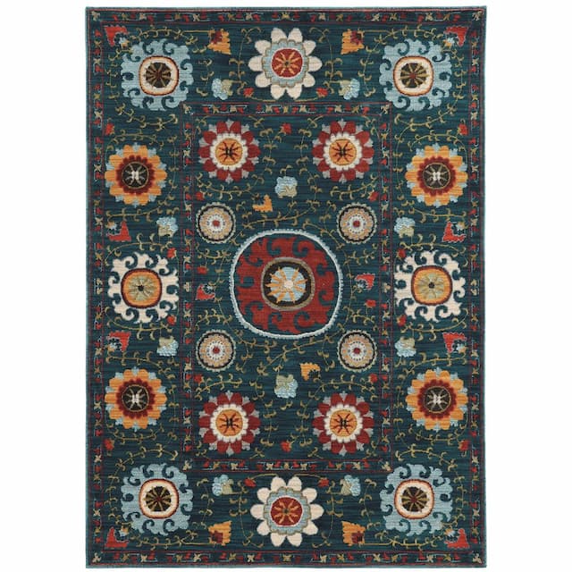 Sedona 6408B Blue/ Multi Indoor Area Rug - 3'10" x 5'5"