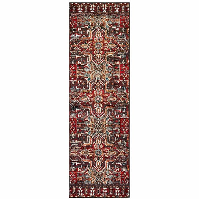 Sedona 9575A Red/ Orange Indoor Area Rug - 2'3" x 7'6"