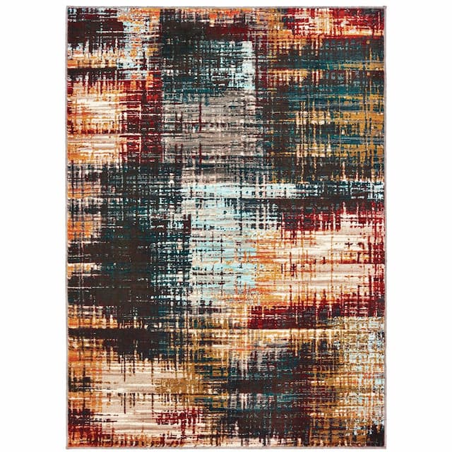 Sedona 9584A Blue/ Gold Indoor Area Rug - 3'10" x 5'5"