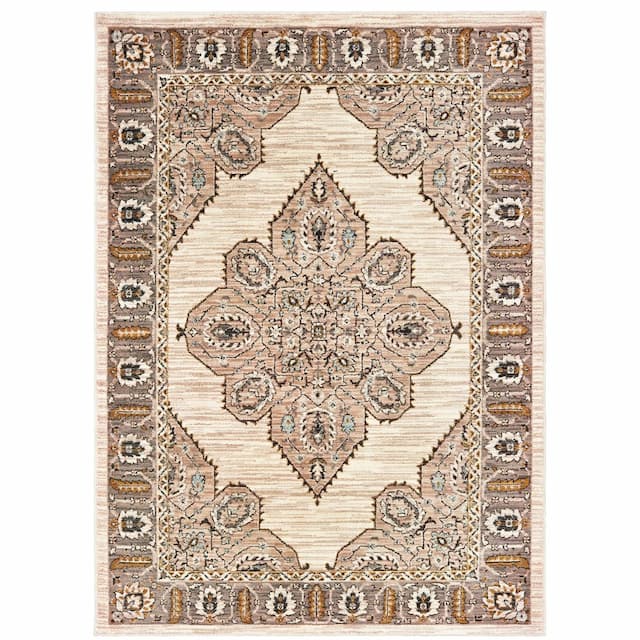 Sedona 9588D Ivory/ Gold Indoor Area Rug - 1'10" x 3'