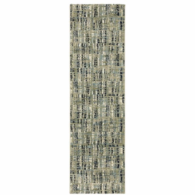 Seneca SE01A Green/ Blue Indoor Area Rug - 2'3" x 7'6"