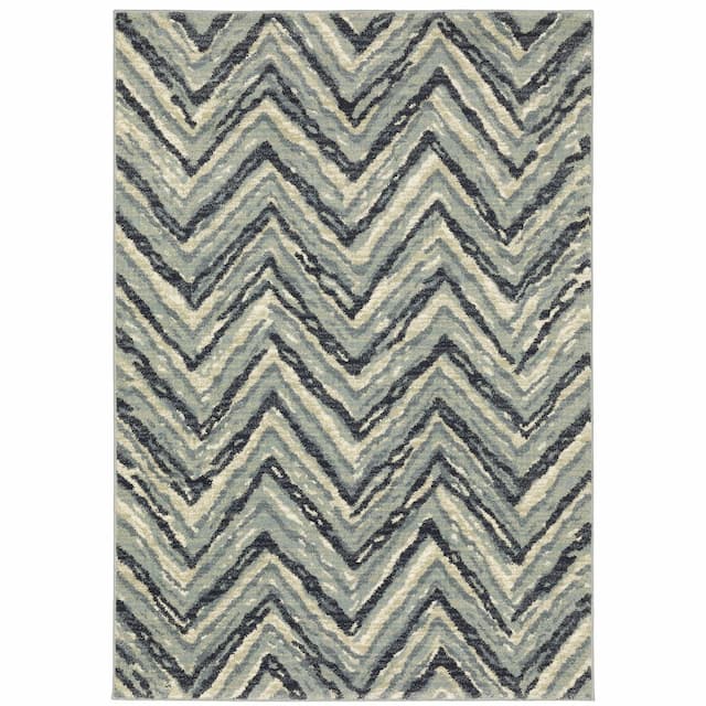 Seneca SE03A Blue/ Light Blue Indoor Area Rug - 2' x 3'