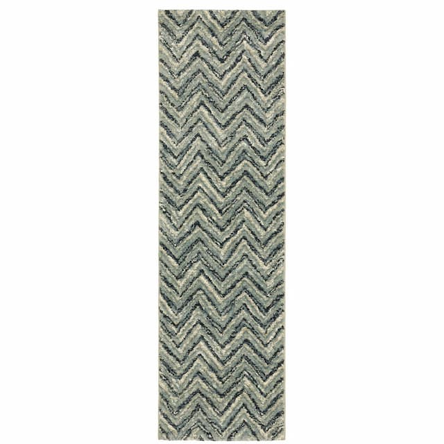 Seneca SE03A Blue/ Light Blue Indoor Area Rug - 2'3" x 7'6"