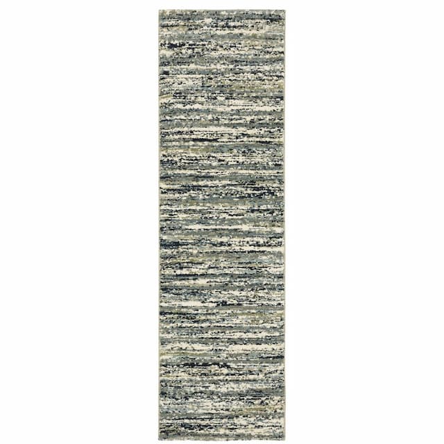 Seneca SE04A Blue/ Green Indoor Area Rug - 2'3" x 7'6"