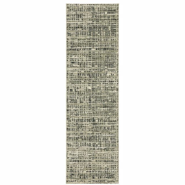 Seneca SE05A Beige/ Grey Indoor Area Rug - 2'3" x 7'6"