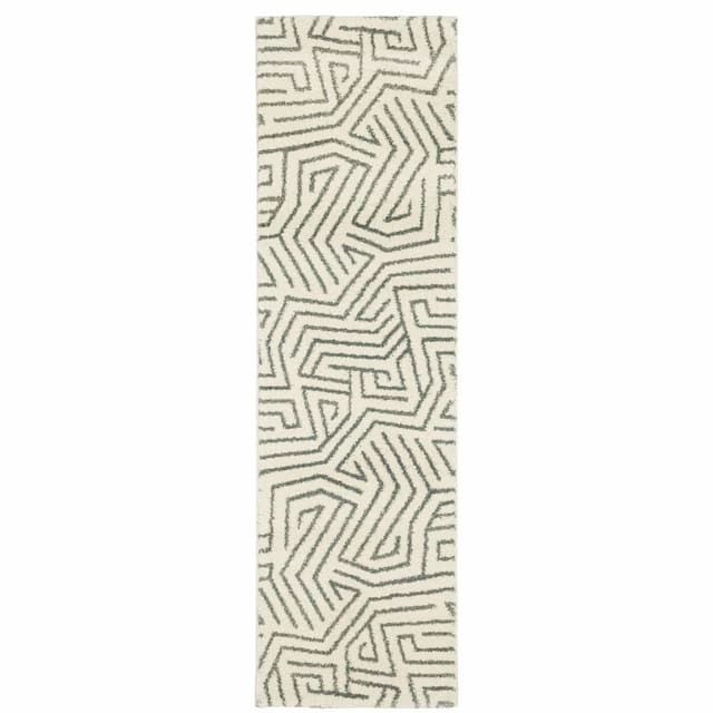 Seneca SE08A Beige/ Grey Indoor Area Rug - 2'3" x 7'6"