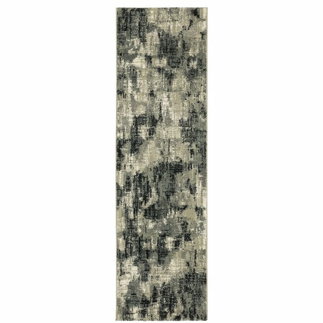 Seneca SE12A Grey/ Beige Indoor Area Rug - 2'3" x 7'6"