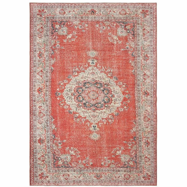 Sofia 85810 Red/ Grey Indoor Area Rug - 1'9" x 2'8"