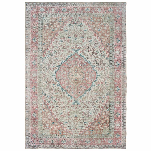 Sofia 85812 Ivory/ Pink Indoor Area Rug - 1'9" x 2'8"