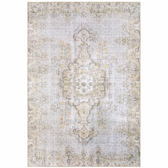 Sofia 85816 Grey/ Gold Indoor Area Rug - 1'9" x 2'8"