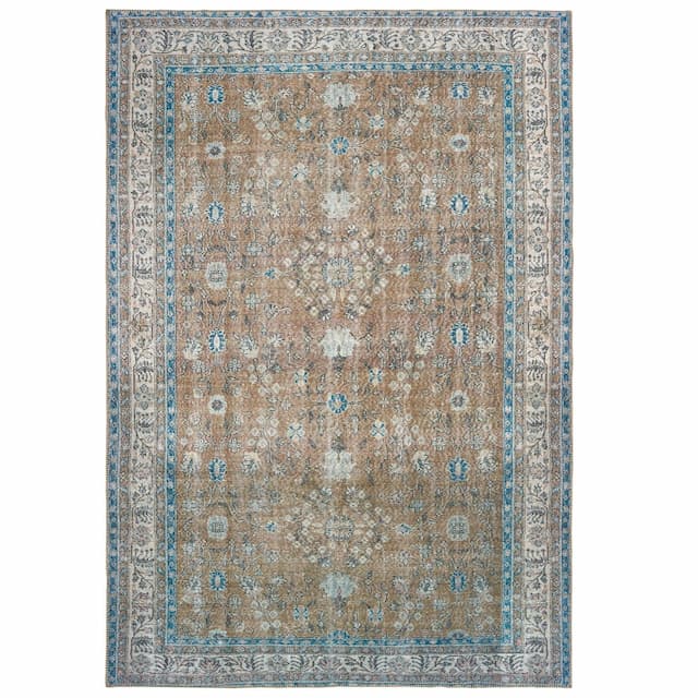 Sofia 85818 Gold/ Blue Indoor Area Rug - 1'9" x 2'8"