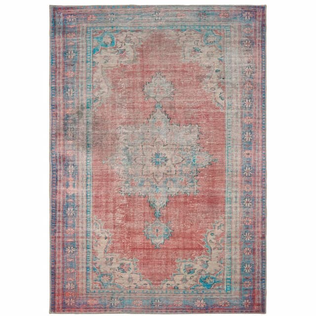 Sofia 85819 Red/ Blue Indoor Area Rug - 1'9" x 2'8"