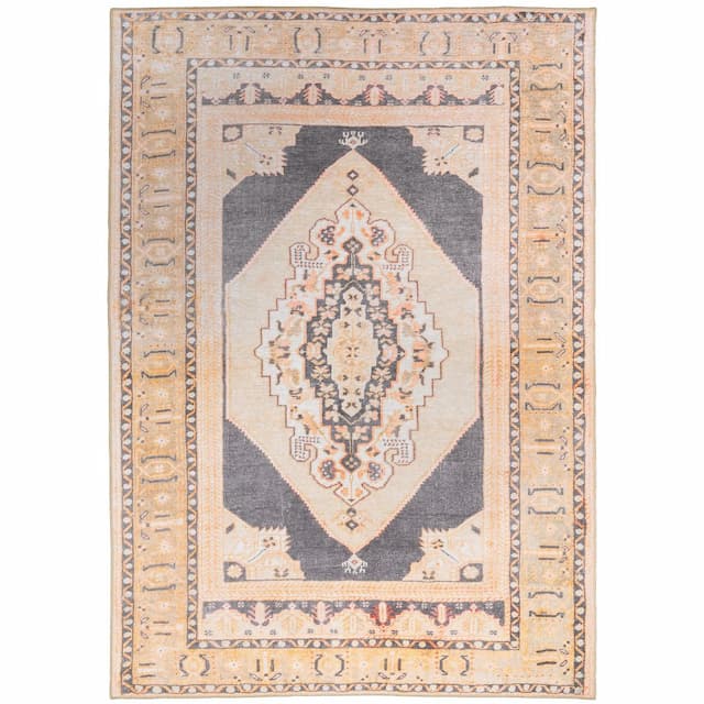 Sofia 85823 Grey/ Gold Indoor Area Rug - 1'9" x 2'8"