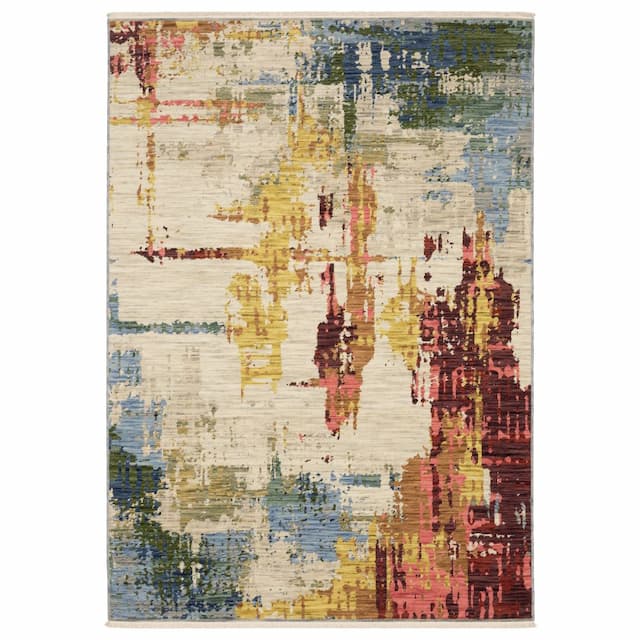 Soleri SOL01 Beige/ Multi Indoor Area Rug - 6'7" x 9'6"