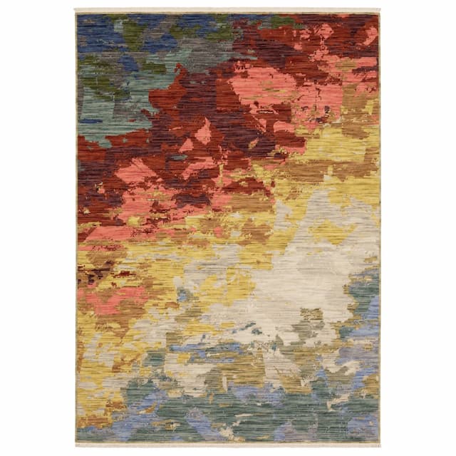 Soleri SOL04 Beige/ Multi Indoor Area Rug - 6'7" x 9'6"