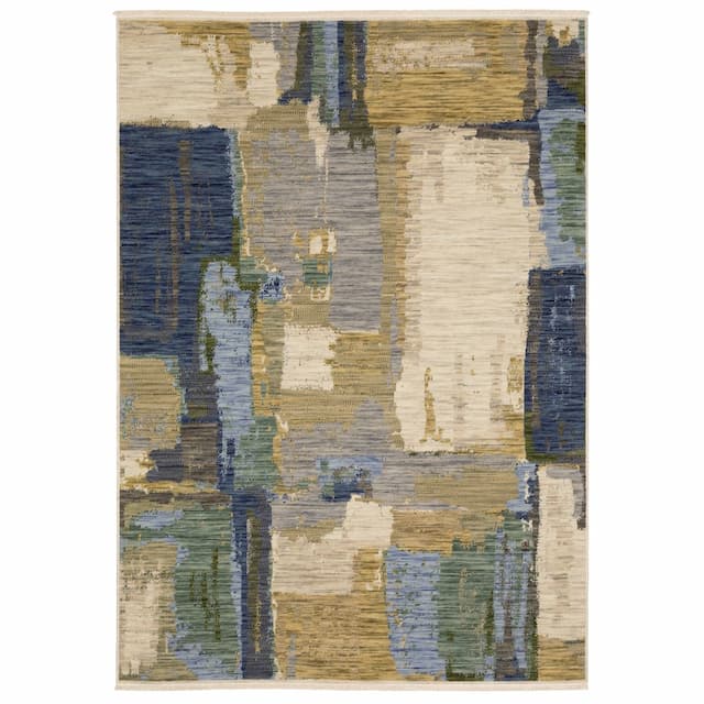 Soleri SOL05 Blue/ Green Indoor Area Rug - 6'7" x 9'6"